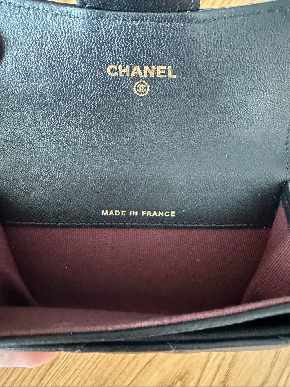 CHANEL Quilted Leather Mini Wallet in Black with Gold CC - Picture 5 of 5